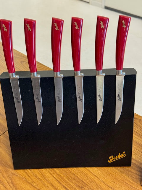 6-Delig Design Steakmessenset - incl. Acacia Magneetblok - Zwart
