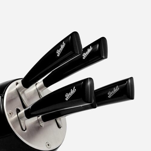 Knife set in leather block, 5 pieces - Berkel Elegance Black